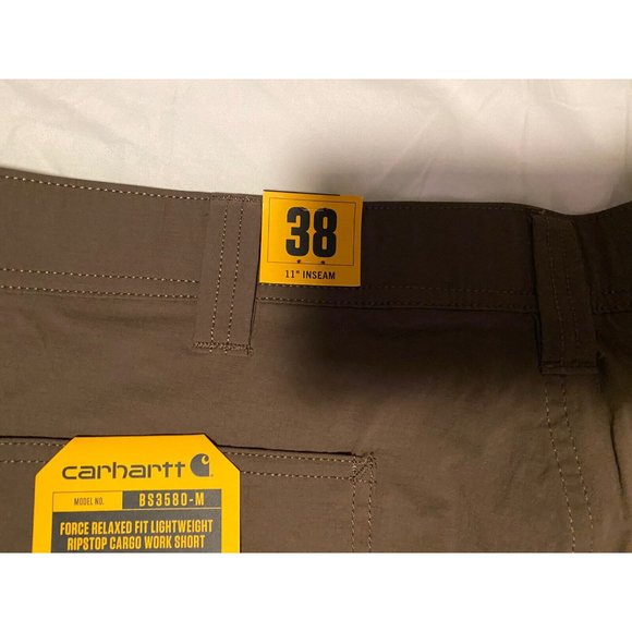 Carhartt Mens 38x11 Cargo Shorts Pockets Force Tappen Brown Relaxed Fit Ripstop - Picture 4 of 6
